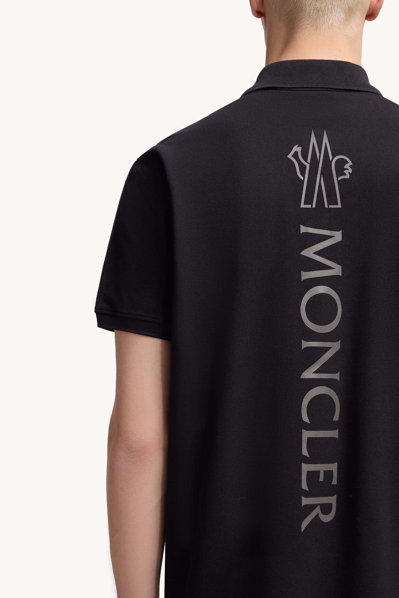 Logo Cotton Piquet Polo Shirt Men Black Moncler 6